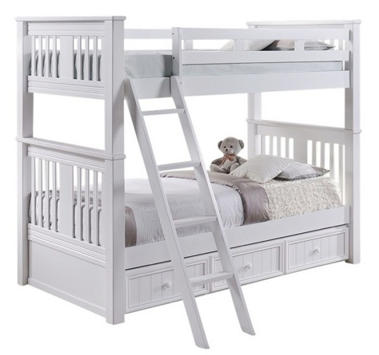White bunk bed 